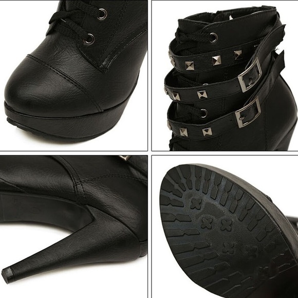 🖤Stiletto Heel Platform Motorcycle Boots 🏍️ - Picture 4 of 13